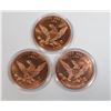 Image 2 : THREE 1-OZ DINOSAUR SERIES COPPER COINS