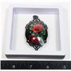 Image 1 : ELEGANT RED ROSE OVAL PENDANT NECKLACE