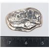 Image 2 : 3-OZ .999 FINE SILVER T-REX DINOSAUR FOSSIL SKULL