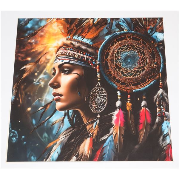 NATIVE AMERICAN INDIAN THEMED UNFRAMED WALL ART