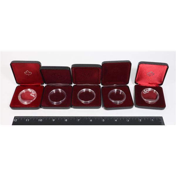 FIVE SLIGHTLY USED CANADIAN SILVER DOLLAR DISPLAYS