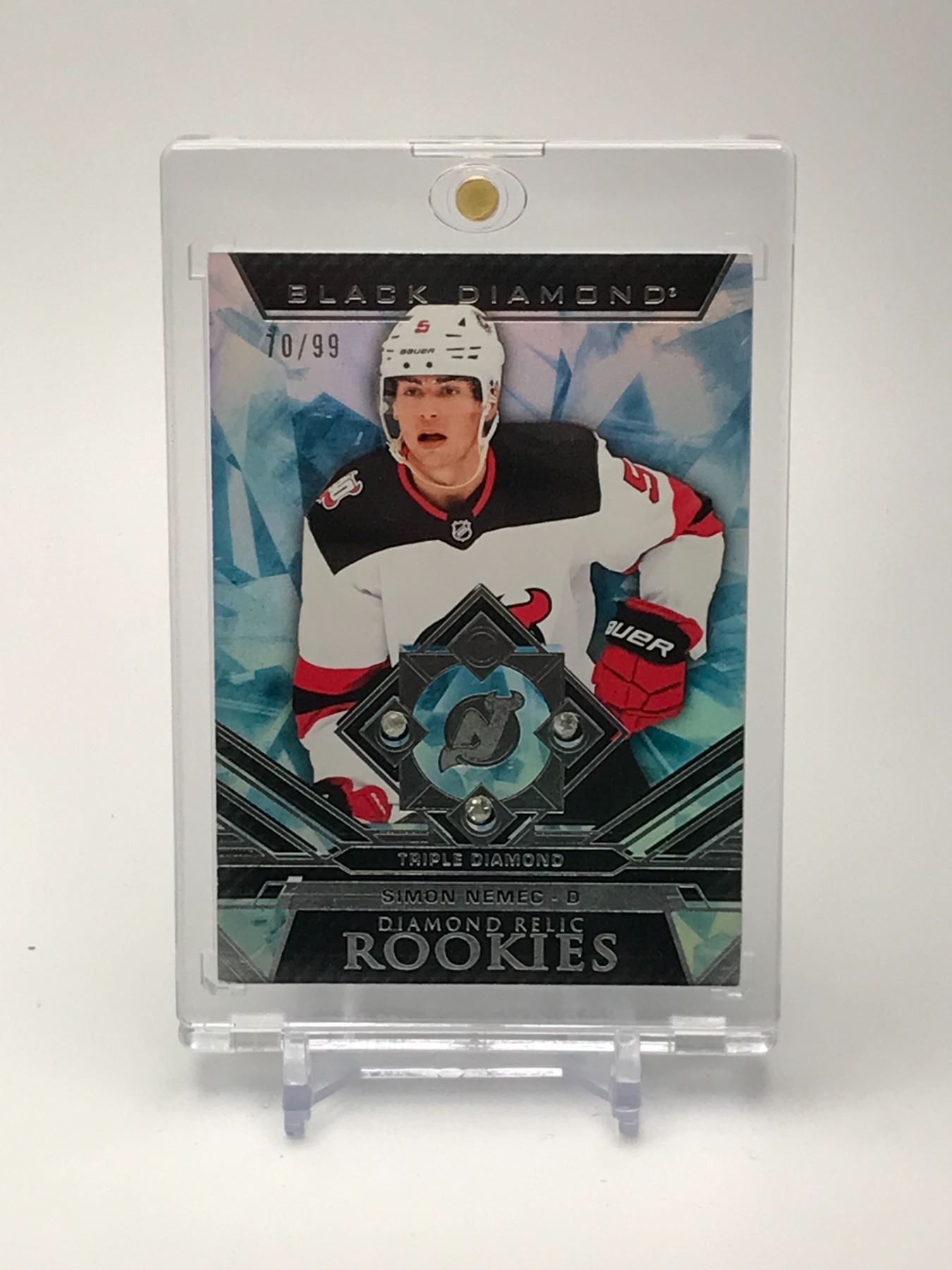 Triple Rookie Card 2023-24 SIMON NEMEC UPPER DECK TRIPLE DIAMOND RELIC ROOKIE CARD 70/99