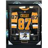 Image 1 : PROFESSIONALLY FRAMED SIDNEY CROSBY SIGNED PITTSBURG PENGUINS JERSEY (FRAMEWORK SPORTS COA)