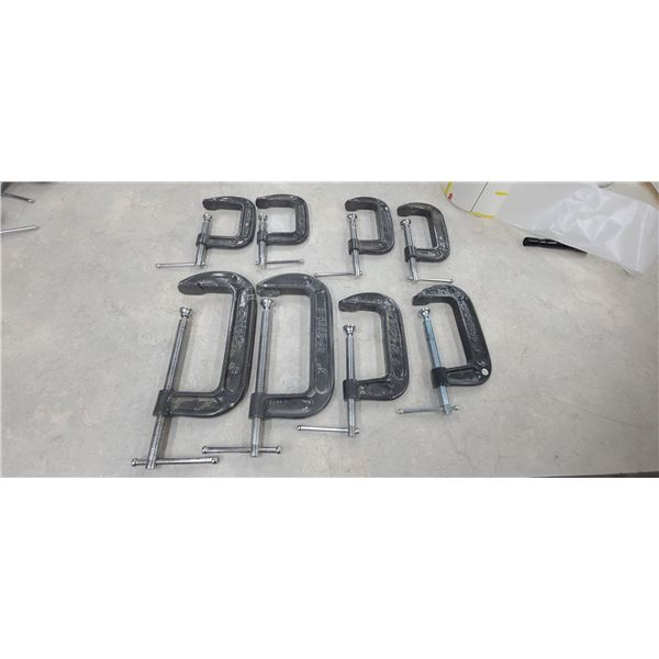 SET OF EIGHT MASTERCRAFT C CLAMPS 2" TO 6"