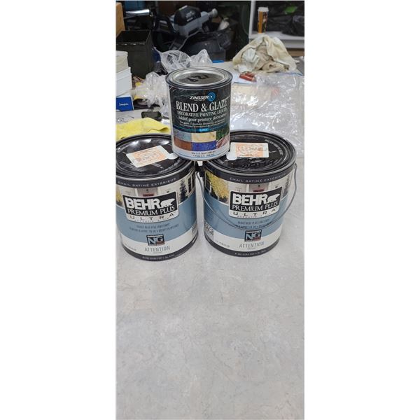 2GAL OF BEHR PAINT WHITE AND 1QRT OF PAINT