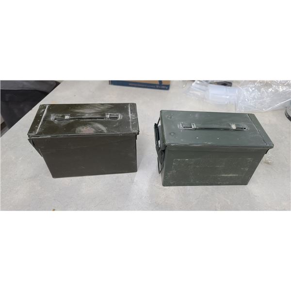 TWO AMMO BOXES - ONE HAS PEG BOARD HOOKS