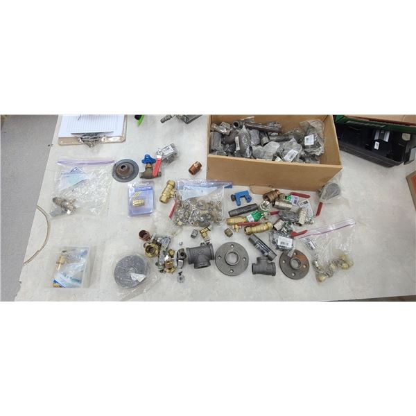 BOX OF BRASS AND IRON FITTINGS