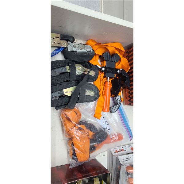 STRAP CLAMP X 2 PLUS 3 RATCHET STRAPS