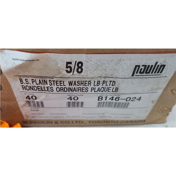 BOX OF 5/8 NUTS AND WASHERS