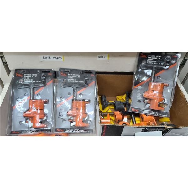FIVE LOSE AND THREE NEW IN PACKAGE 3/4" PIPE CLAMP HEADS