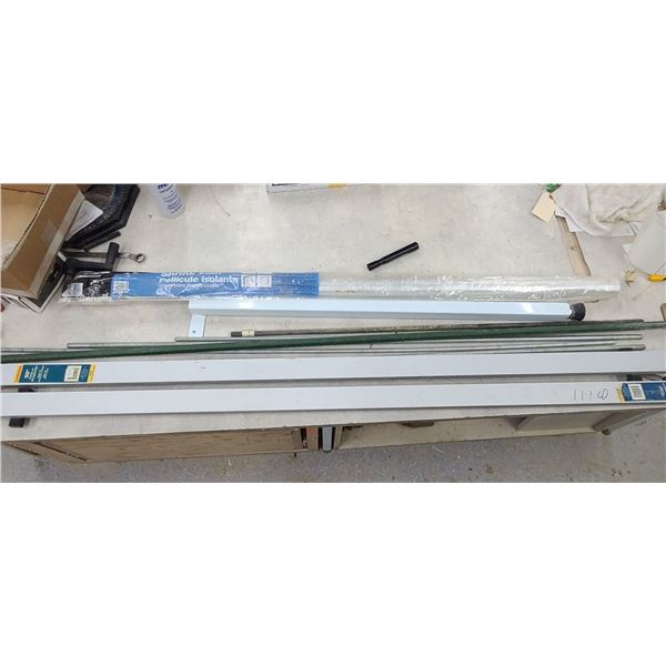 FIVE PIECES OF READY ROD, TWO 50" CLAMP ON STRAIGHT EDGES