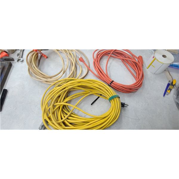 THREE EXTENSION CORDS: TWO 15' AND ONE 25'