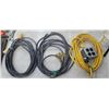 Image 1 : THREE EXTENSION CORDS: TWO 15' MULTI END AND ON SINGLE PLUG CORD