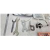 Image 12 : MISC. LOT : SOLDERING STAND, WRENCHES, KITCHEN CABINET TOOL, CABLE AND OTHER PLEASE SEE IMAGES FOR M
