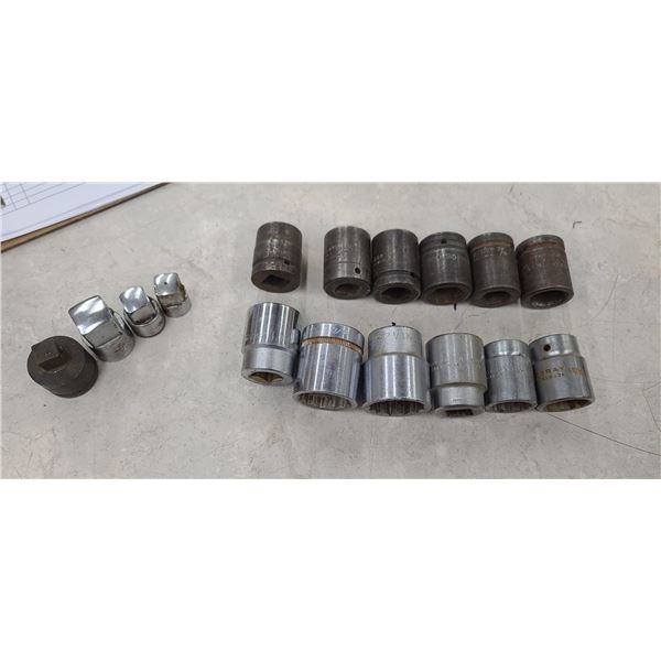 QTY12 3/4" SOCKETS AND QTY3 3/4" REVERSABLE SOCKETS