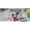 Image 1 : MISC LOT: CHALK LINE, POST LEVEL, PULLEYS, RATCHET STRAP AND MORE. PLEASE SEE IMAGES FOR MORE DETAIL