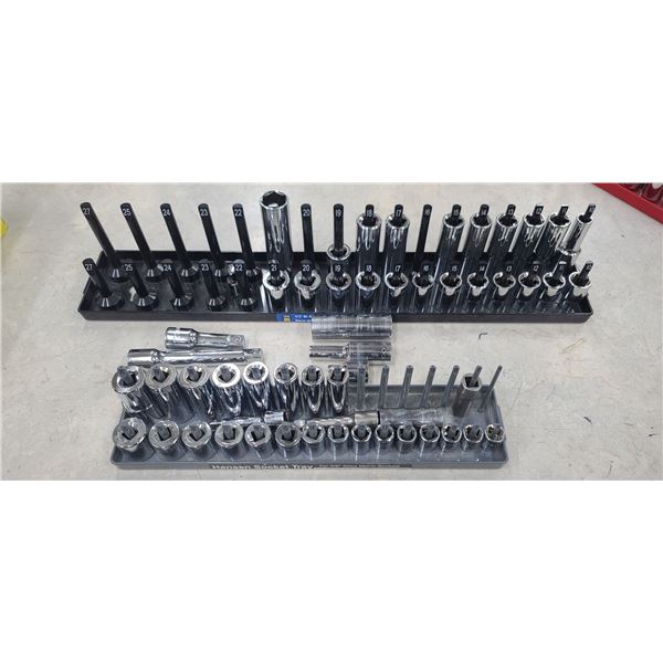 TWO PARTIAL SETS OF METRIC SOCKETS 1/2 TO 3/8"