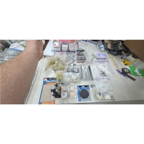 LOT OF FLOOR PROTECTORS/HINGES AND MORE PLEASE SEE IMAGES