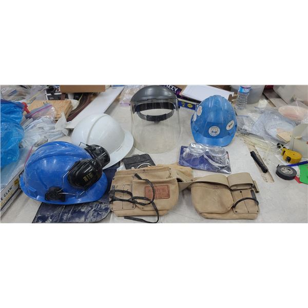 HARD HATS/FACE SHEILD /SAFETY GOGGLES/AND TOOL BELT