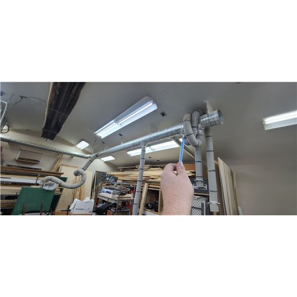 70"+/- OF 8" DUST COLLECTOR VENT/DUCTING WITH A MIX OF 4" AND 5" CONNECTOR HOSE THAT HAS GROUNDING W