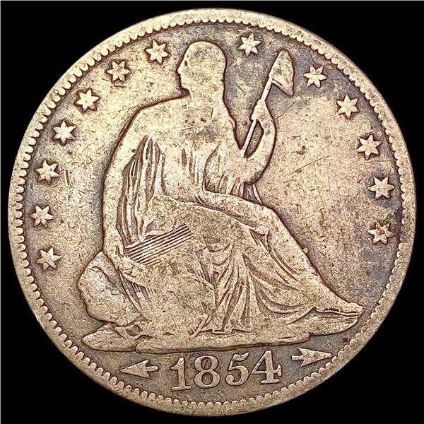 1854 Arrow Seated Liberty Half Dollar LIGHTLY CIRCULATED