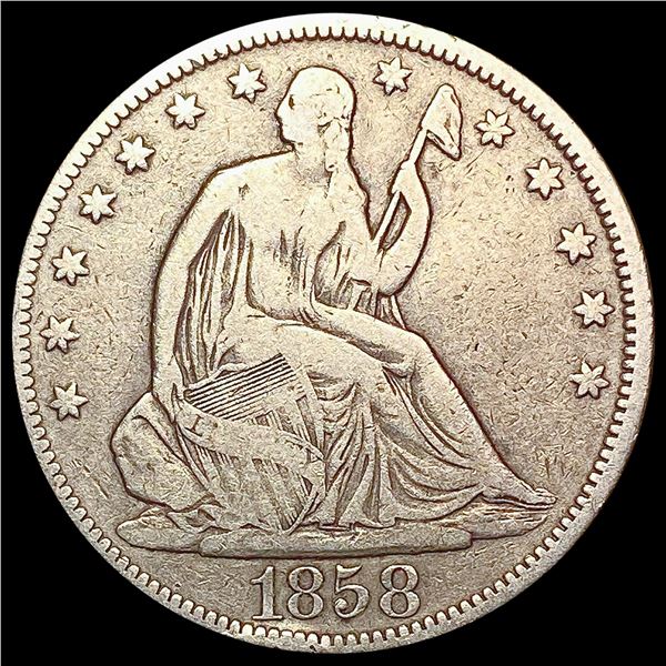 1858 Seated Liberty Half Dollar LIGHTLY CIRCULATED