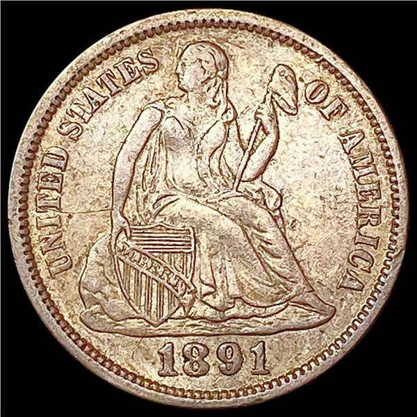 1891 Seated Liberty Dime CHOICE AU