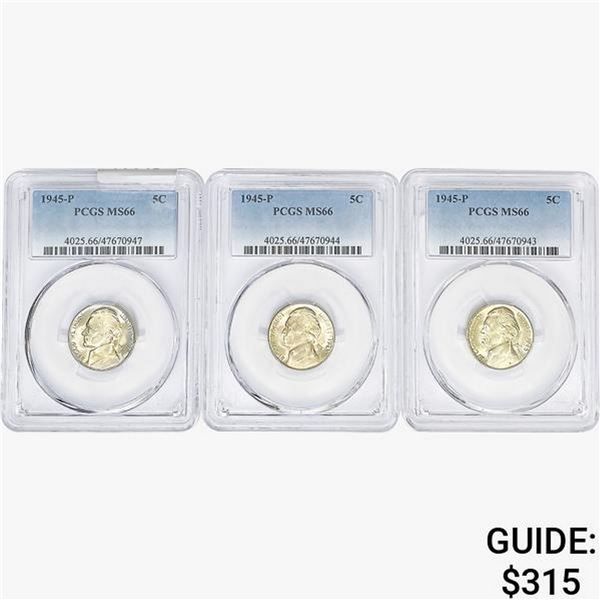 [3] 1945-P Jefferson Nickel PCGS MS66