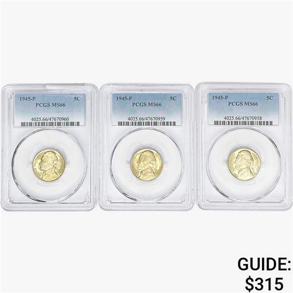 [3] 1945-P Jefferson Nickel PCGS MS66