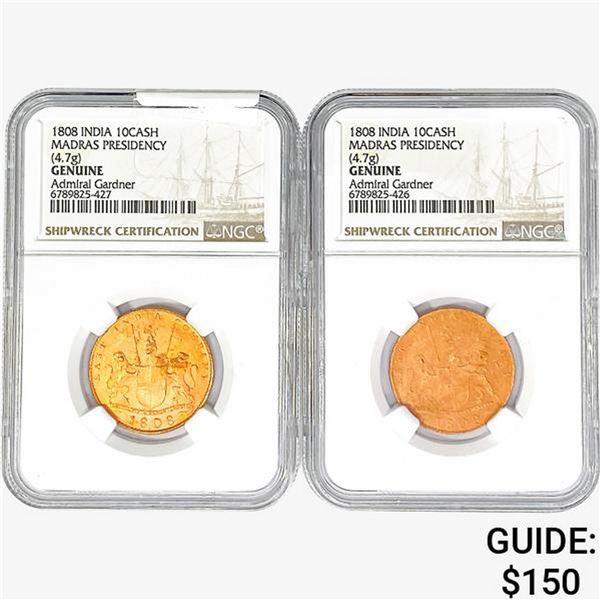 [2]1808 India 10Cash Madras Presidency NGC Genuine
