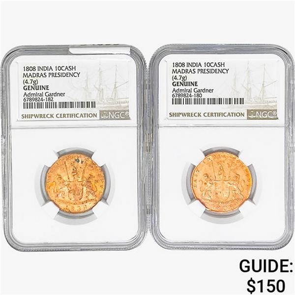 [2]1808 India 10 Cash Madras Presidency NGC Genuine