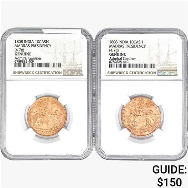 [2]1808 India 10Cash Madras Presidency NGC Genuine