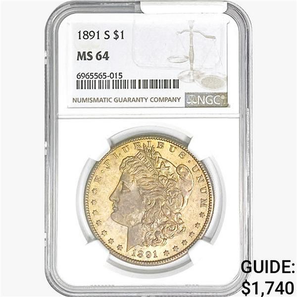 1891-S Morgan Silver Dollar NGC MS64