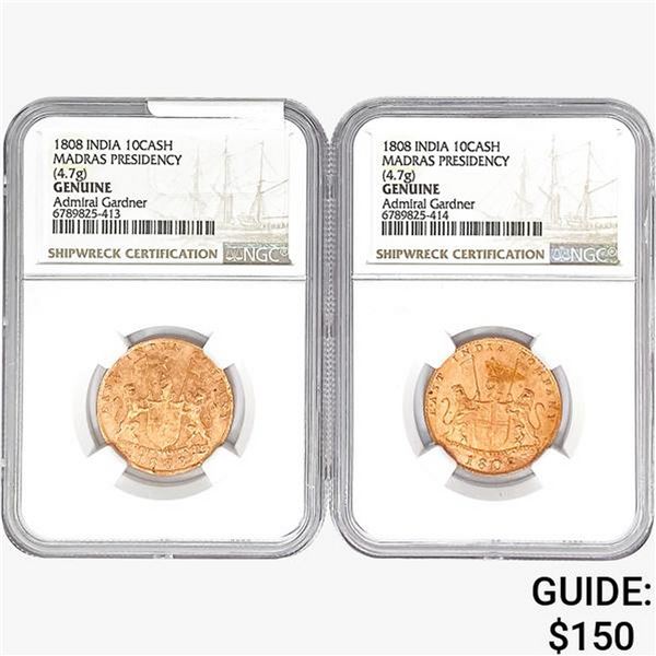 [2]1808 India 10Cash Madras Presidency NGC Genuine