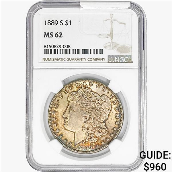 1889-S Morgan Silver Dollar NGC MS62