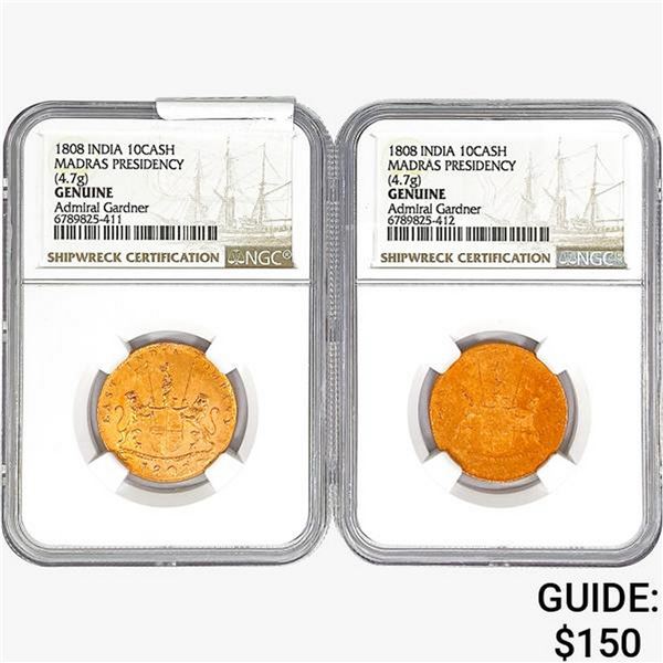 [2]1808 India 10Cash Madras Presidency NGC Genuine