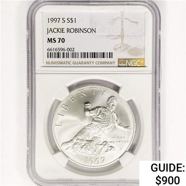 1997-S J. Robinson Silver .7734oz Dollar NGC MS70