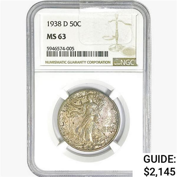 1938-D Walking Liberty Half Dollar NGC MS63