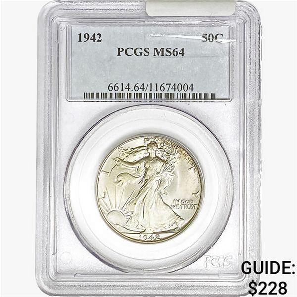 1942 Walking Liberty Half Dollar PCGS MS64