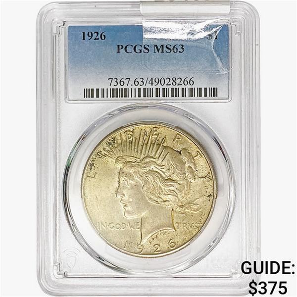 1926 Silver Peace Dollar PCGS MS63