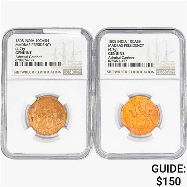 [2]1808 India 10 Cash Madras Presidency NGC Genuine
