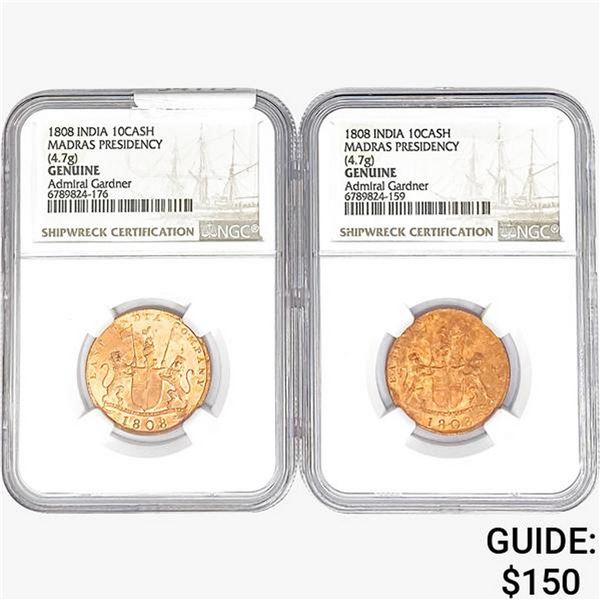 [2]1808 India 10 Cash Madras Presidency NGC Genuine