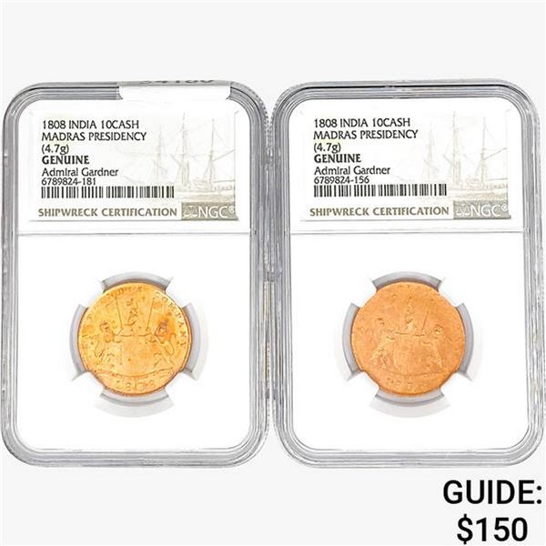 [2]1808 India 10 Cash Madras Presidency NGC Genuine