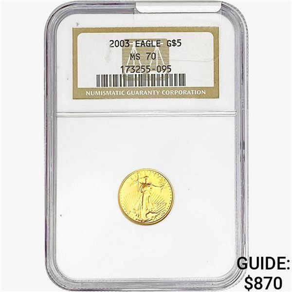 2003 1/10oz $5 AGE NGC MS70