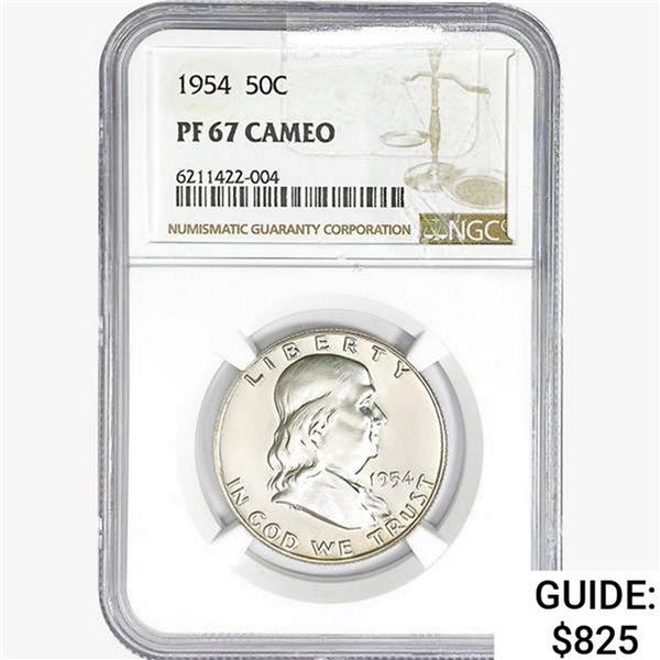 1954 Franklin Half Dollar NGC PF67 Cameo