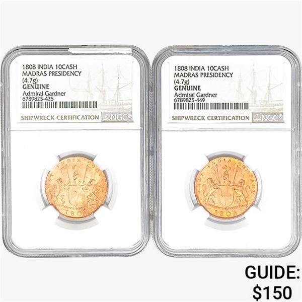 [2]1808 India 10 Cash Madras Presidency NGC Genuine