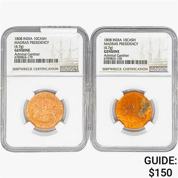 [2]1808 India 10 Cash Madras Presidency NGC Genuine