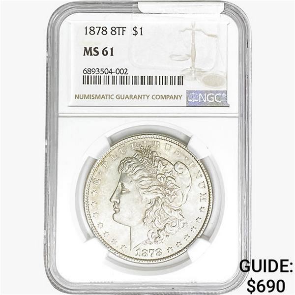1878 8TF Morgan Silver Dollar NGC MS61