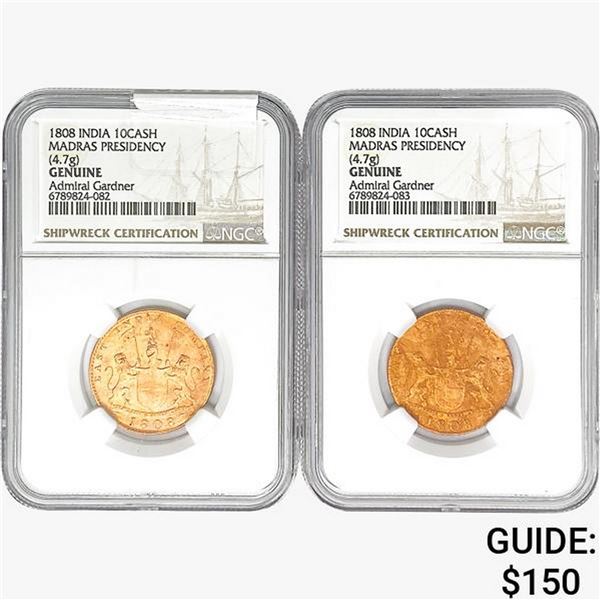 [2]1808 India 10Cash Madras Presidency NGC Genuine