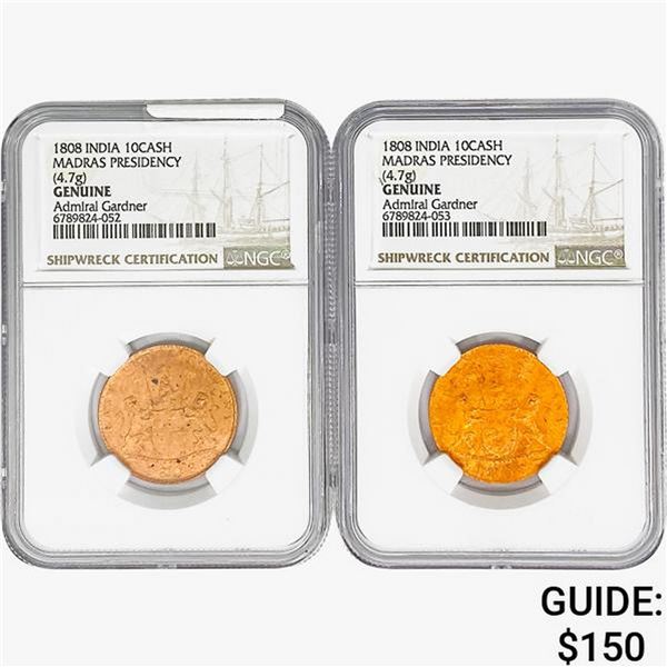 [2]1808 India 10Cash Madras Presidency NGC Genuine